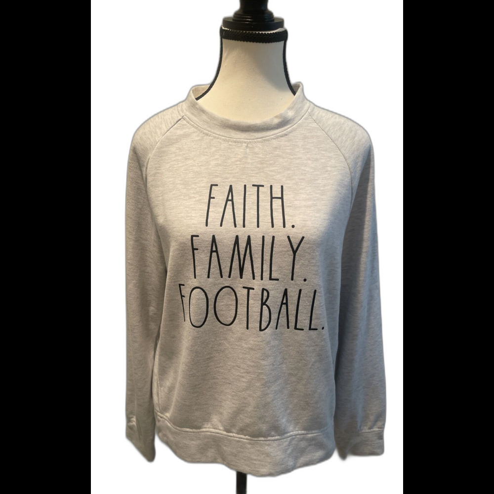 RAE DUNN “Faith Family Football”Sweatshirt Size S‎